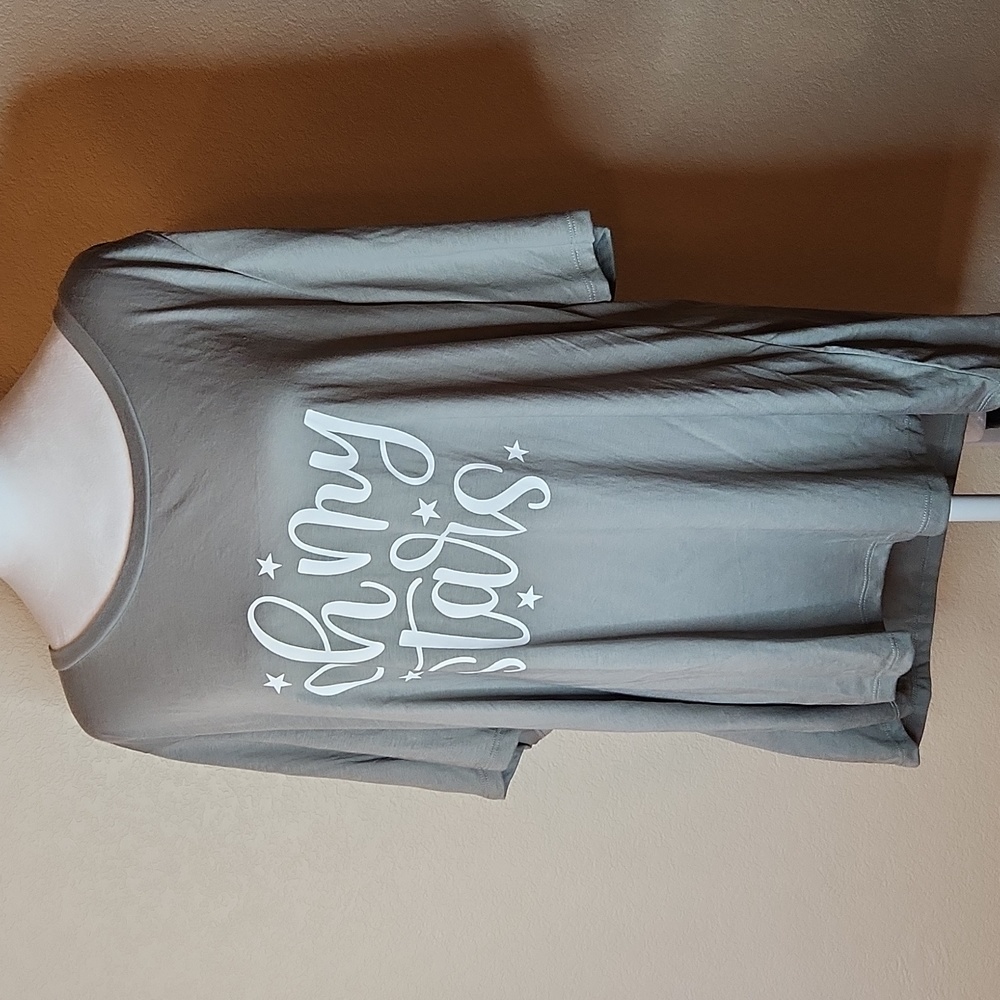 LULAROE Boyfriend Tee NWT Oh My Stars Gray Large Women's Oversized Comfy T Shirt